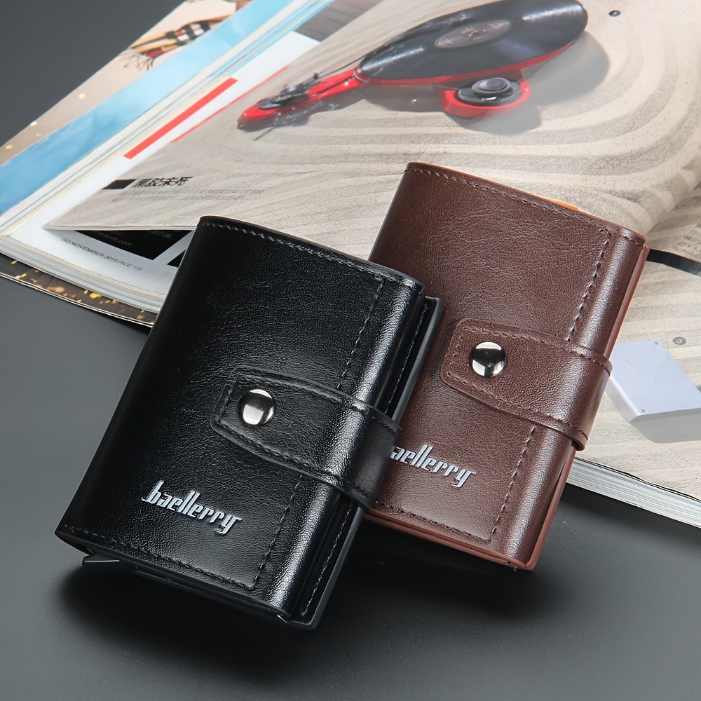 BAELLERRY 14-Card RFID Blocking Wallet  Slim Anti-Theft PU Leather Card Holder with Metal Buckle