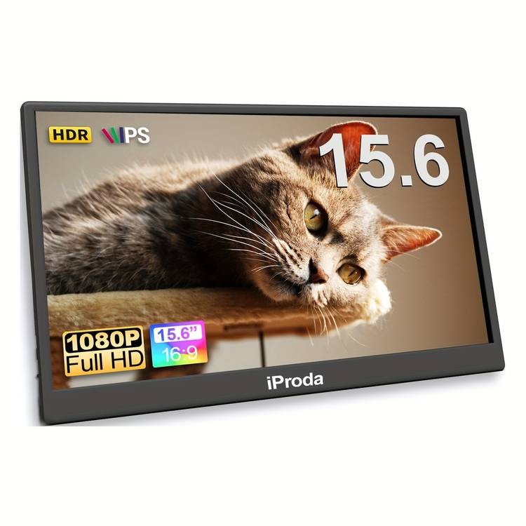 IPRODA 15.6" Portable Monitor  Full HD IPS Display for Gaming, Travel & Productivity