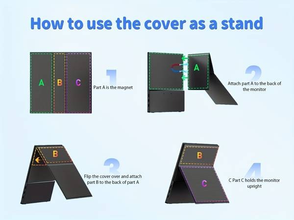 IPRODA 15.6" Portable Monitor  Full HD IPS Display for Gaming, Travel & Productivity