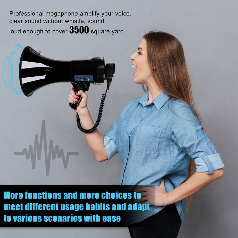 BS 50W Portable USB Loudspeaker & Megaphone  Powerful Sound, Detachable Mic & Recording Playback for Any Event