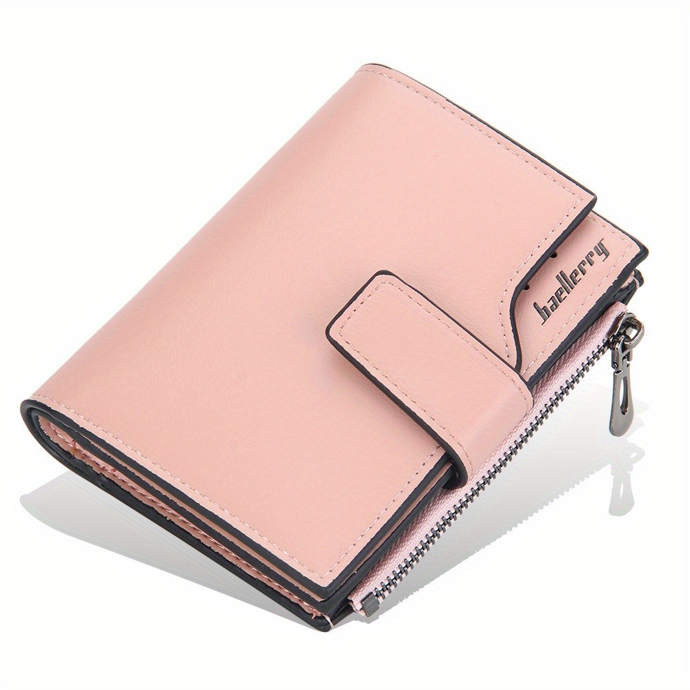 BAELLERRY Minimalist Solid-Color Short Wallet  Unisex Casual Coin Purse & Multifunctional Credit Card Holder