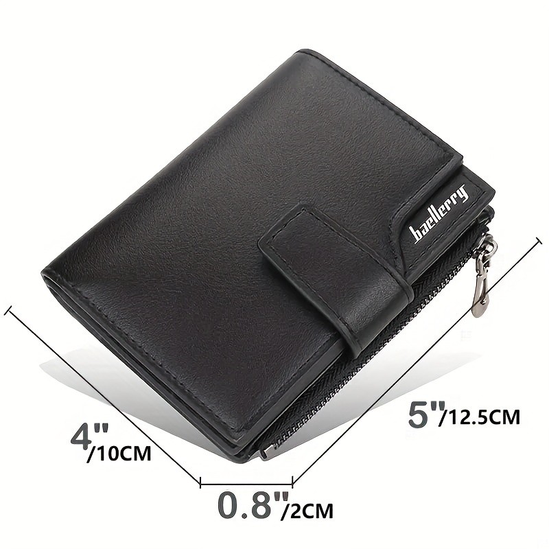 BAELLERRY Minimalist Solid-Color Short Wallet  Unisex Casual Coin Purse & Multifunctional Credit Card Holder