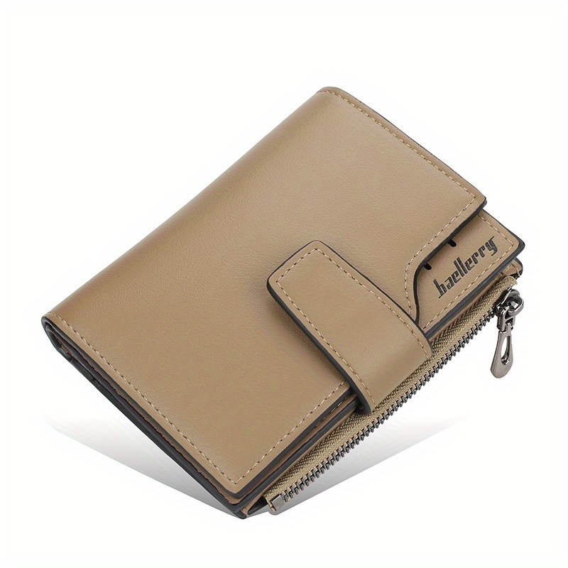 BAELLERRY Minimalist Solid-Color Short Wallet  Unisex Casual Coin Purse & Multifunctional Credit Card Holder