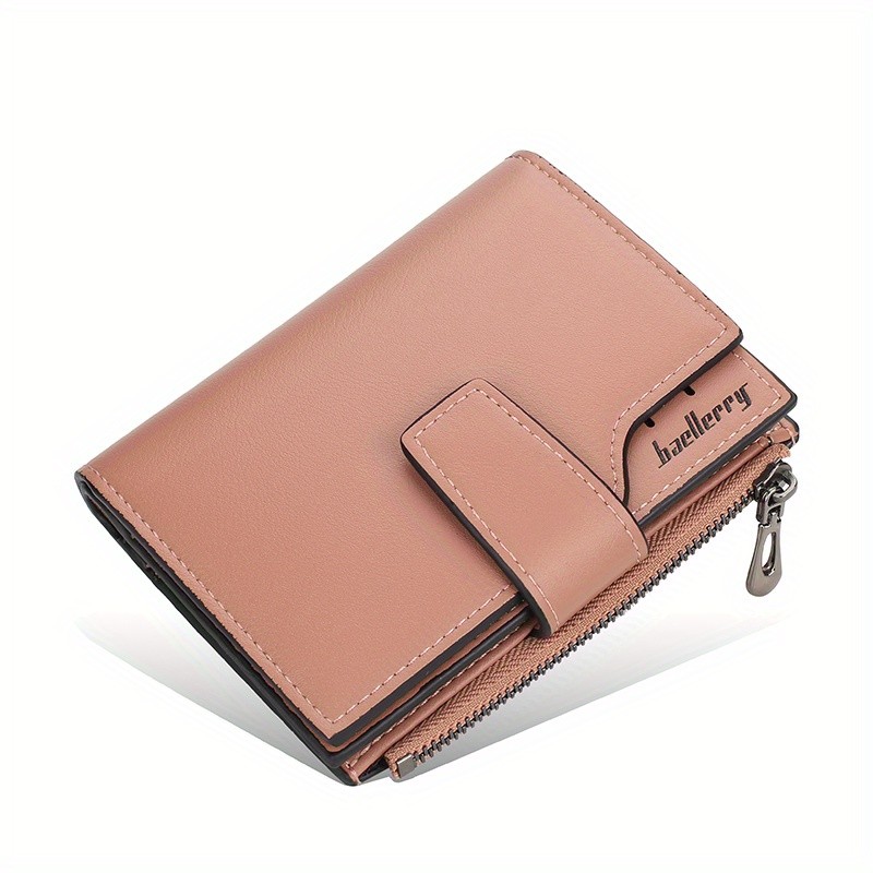 BAELLERRY Minimalist Solid-Color Short Wallet  Unisex Casual Coin Purse & Multifunctional Credit Card Holder