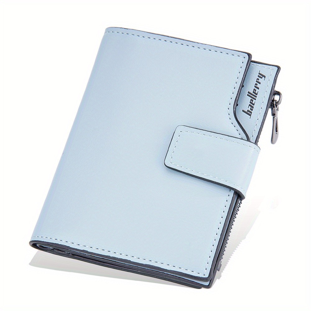 BAELLERRY Minimalist Solid-Color Short Wallet  Unisex Casual Coin Purse & Multifunctional Credit Card Holder