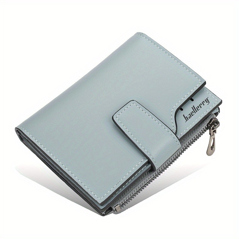 BAELLERRY Minimalist Solid-Color Short Wallet  Unisex Casual Coin Purse & Multifunctional Credit Card Holder