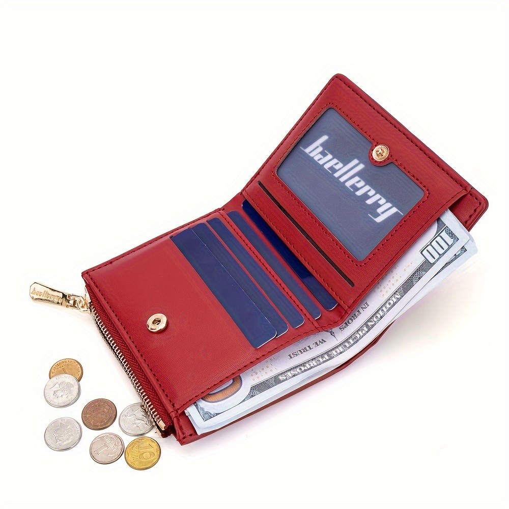 BAELLERRY Womens Compact Wallet  Short Embossed Stone-Pattern Wallet with Snap Closure, Zipper Coin Pocket & Credit Card Slots