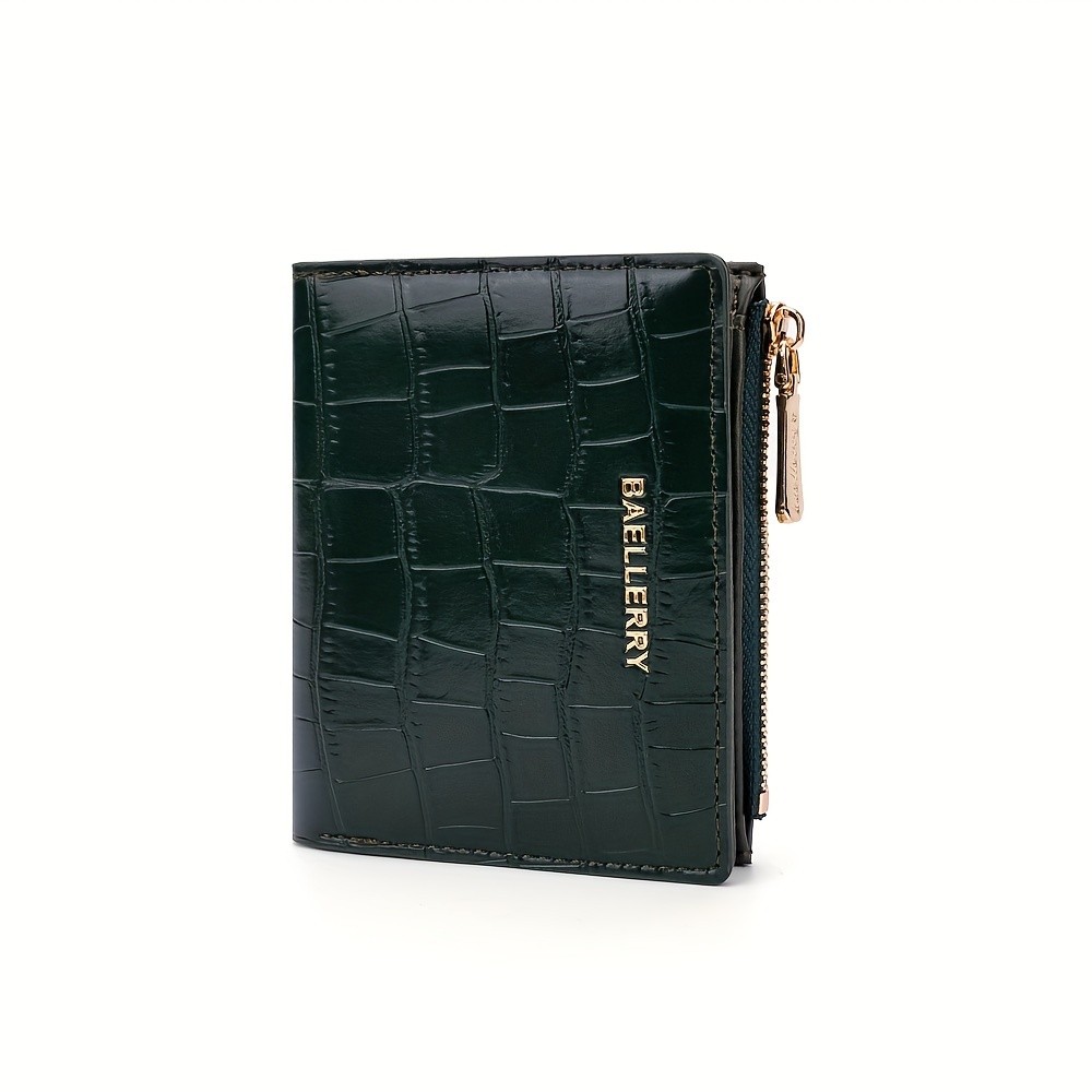 BAELLERRY Womens Compact Wallet  Short Embossed Stone-Pattern Wallet with Snap Closure, Zipper Coin Pocket & Credit Card Slots