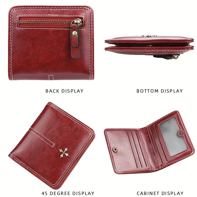 BAELLERRY Womens Slim Wallet  IC Magnetic Closure, Double-Fold Billfold, Zipper Coin Pocket & Multi-Card Holder