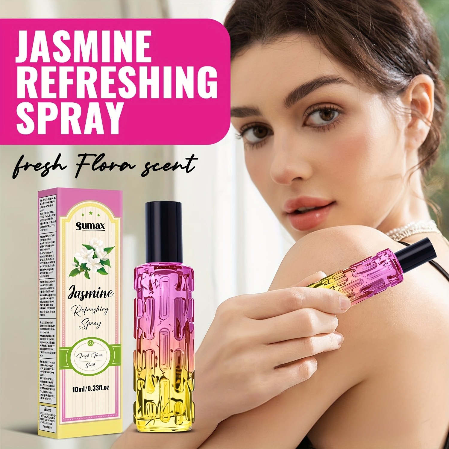 SUMAX Jasmine Flower Refreshing Deodorizing Spray  Gentle, Fragrant & Perfect for Summer Confidence