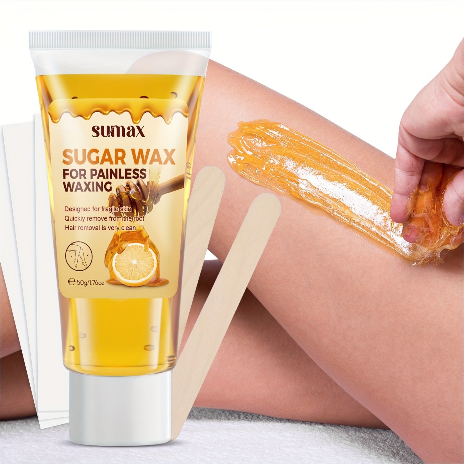 SUMAX Lemon & Honey Hair Removal Wax  Gentle 50g Formula with Plant-Based Squalane for Face & Body