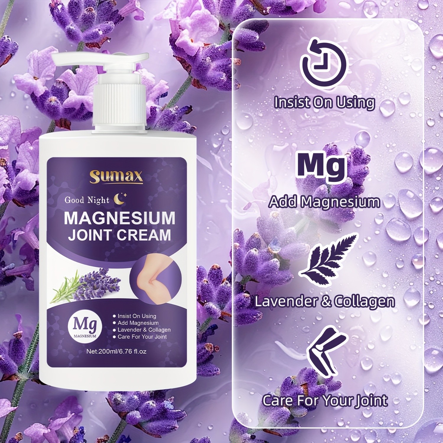 SUMAX Extra-Large Magnesium Cream with Lavender  Fast-Absorbing Joint & Muscle Care for All Ages