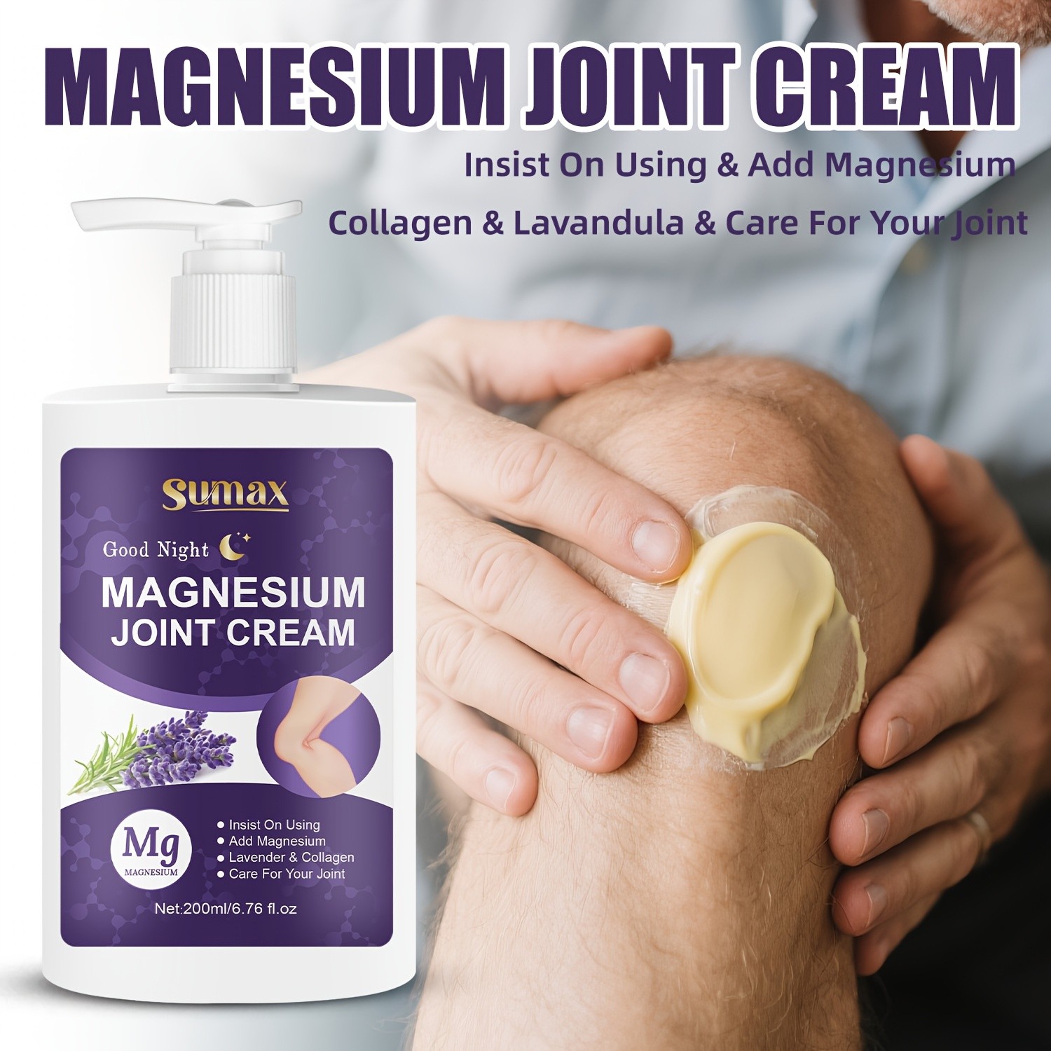 SUMAX Extra-Large Magnesium Cream with Lavender  Fast-Absorbing Joint & Muscle Care for All Ages