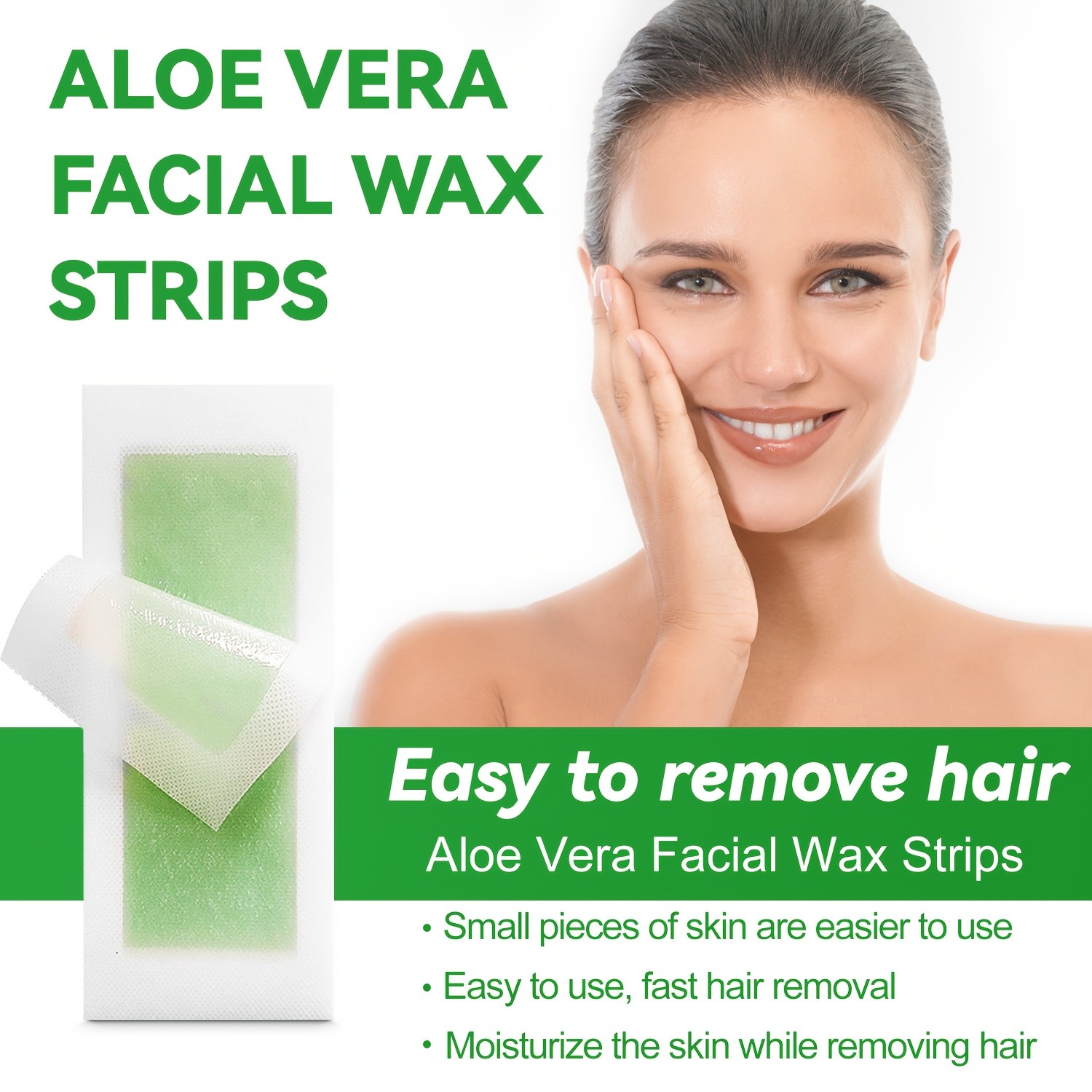 SUMAX 72pcs Aloe Vera Facial Wax Strips  Quick, Moisturizing & Easy Hair Removal for Face & Body