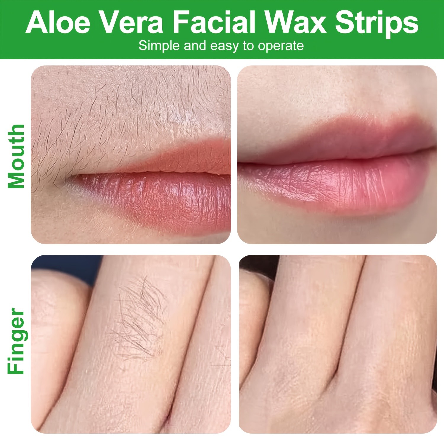 SUMAX 72pcs Aloe Vera Facial Wax Strips  Quick, Moisturizing & Easy Hair Removal for Face & Body