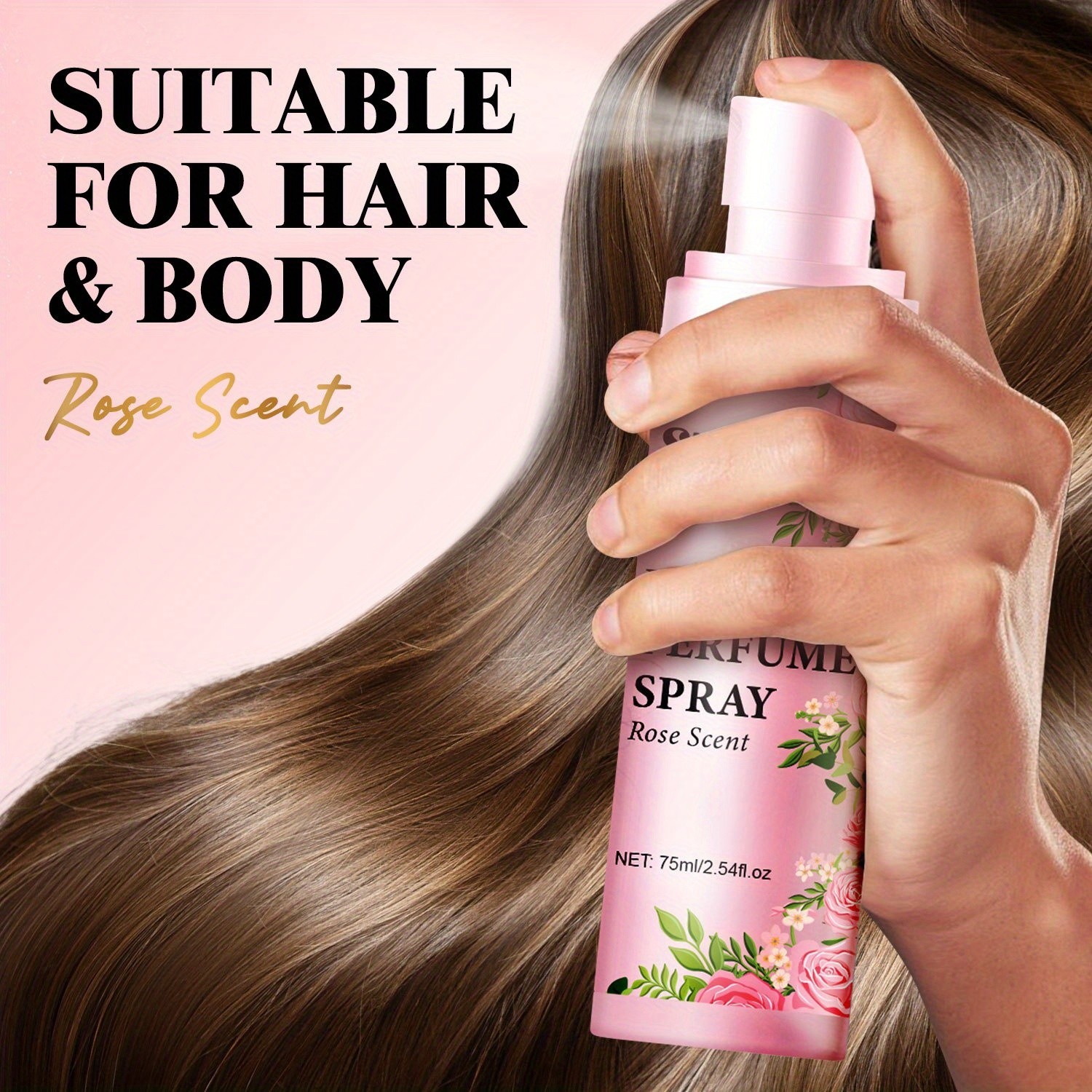 SUMAX Rose Hair Perfume Spray  75ml Long-Lasting Floral Mist for Hair & Body with Plant-Based Squalane