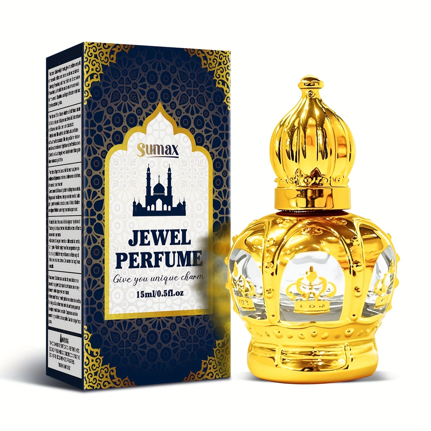 SUMAX Luxury Golden Crown Perfume Roller Ball  Alcohol-Free Long-Lasting Royal Fragrance Oil with Gift Box