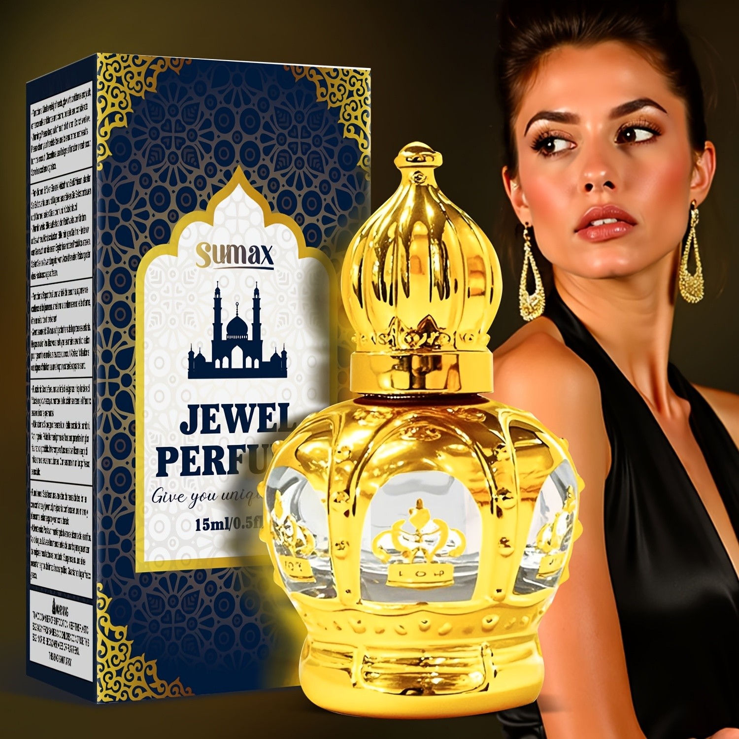 SUMAX Luxury Golden Crown Perfume Roller Ball  Alcohol-Free Long-Lasting Royal Fragrance Oil with Gift Box