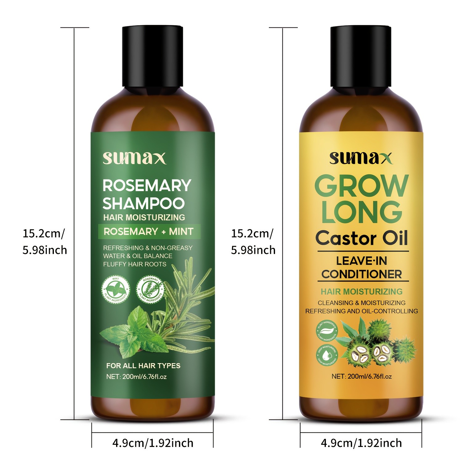 SUMAX Rosemary Hair Shampoo & Conditioner Set  Deep Cleansing, Volumizing & Shine-Boosting Hair Care Duo