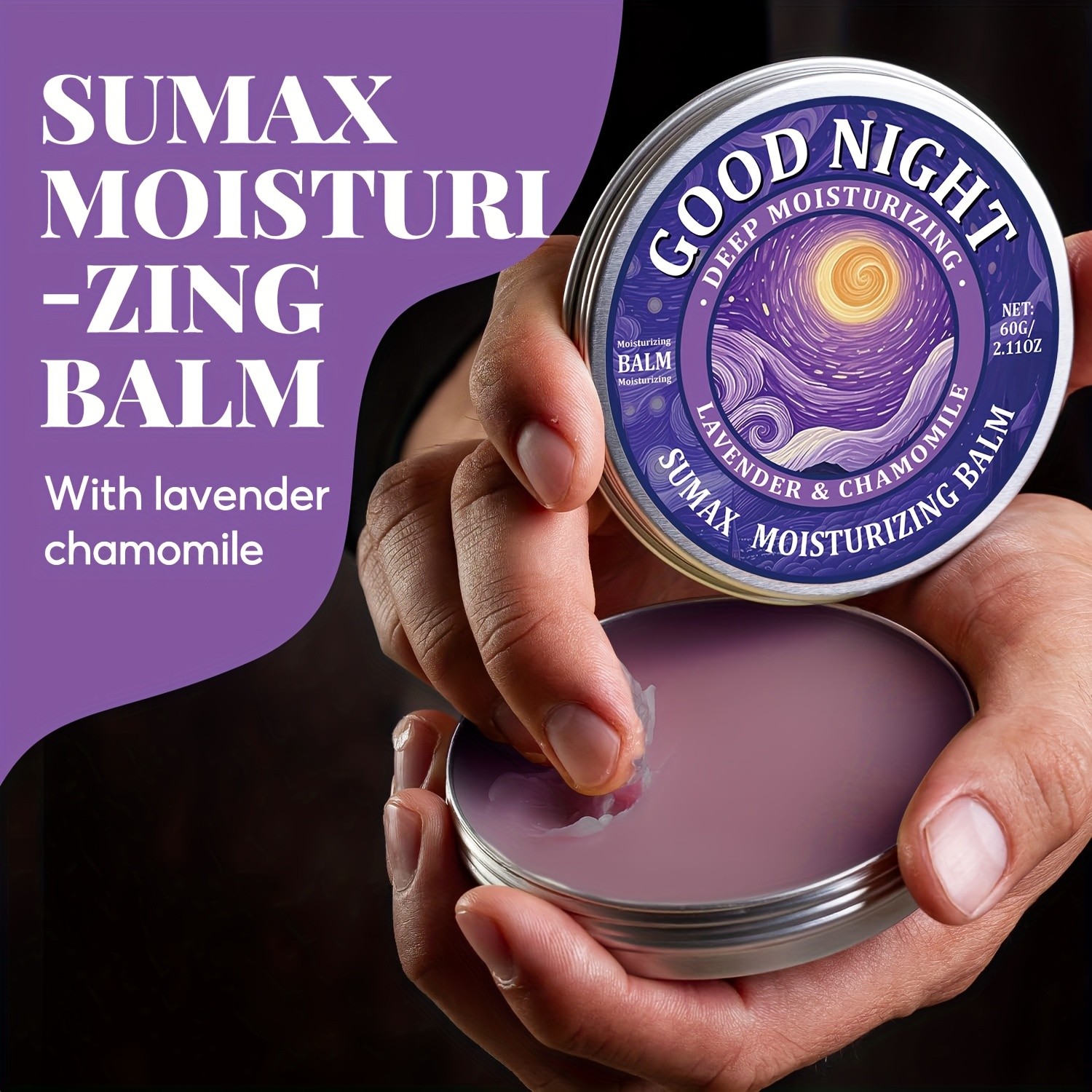 SUMAX Good Night Balm 60g  Lavender, Chamomile, Coconut & Jojoba Oil Moisturizing Night Balm (Alcohol-Free)