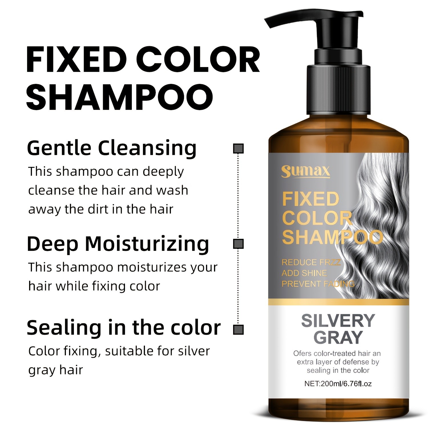 SUMAX 200ml Silvery Grey / Smoke Grey Color-Locking Shampoo  Long-Lasting Uniform Color + Hair Dye Formula