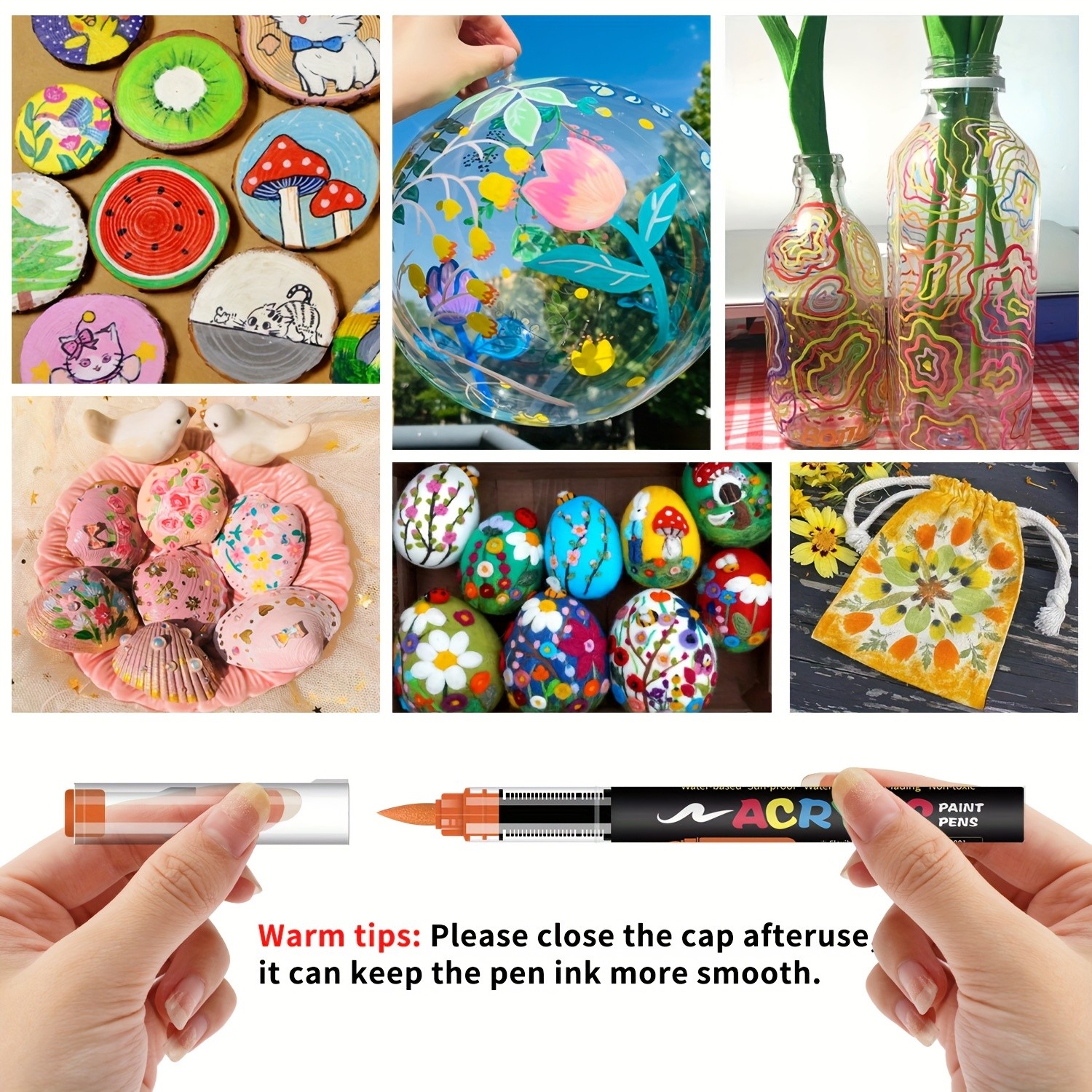 FLYSEA Acrylic Paint Marker Set  12 / 24 / 36 Vibrant Non-Toxic Stackable Markers for Multi-Surface Art