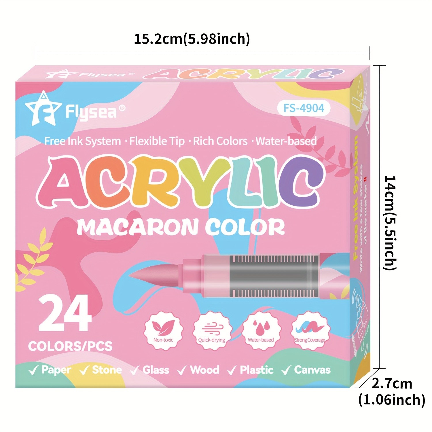 FLYSEA 24/36 Colors Acrylic Marker Set  Vibrant Water-Based Brush Pens for Professional Painting & Creative Projects