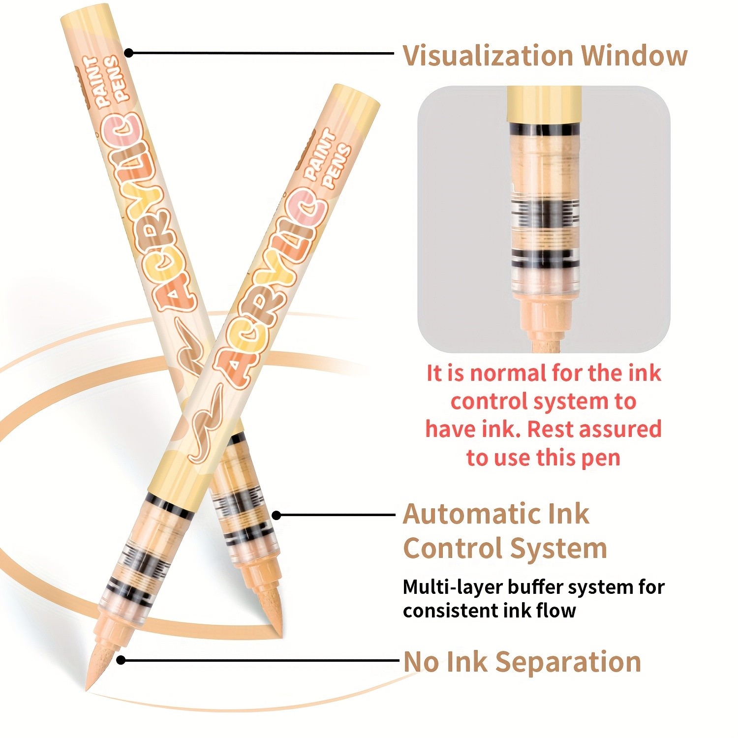 FLYSEA 24/36 Colors Acrylic Marker Set  Vibrant Water-Based Brush Pens for Professional Painting & Creative Projects