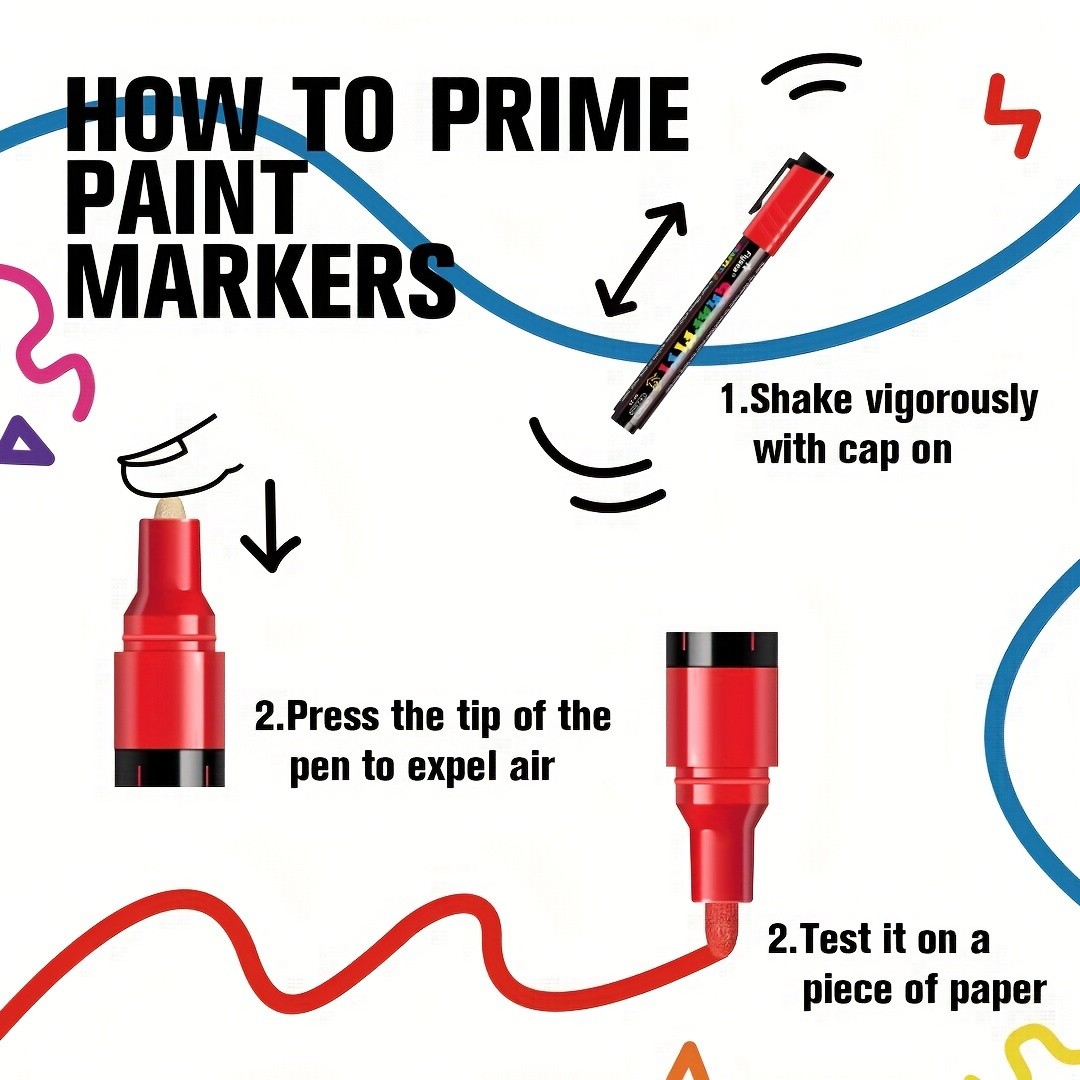 FLYSEA 24pcs Acrylic Paint Marker Pens  Medium Tip, Waterproof, Quick-Drying Pens for Skateboards, Canvas, Wood, Stone & DIY Crafts