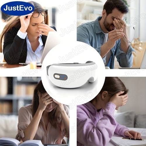 JustEvo Eye Massager  Relaxing Eye Mask with Gentle Music, Warm Therapy & Wireless Comfort