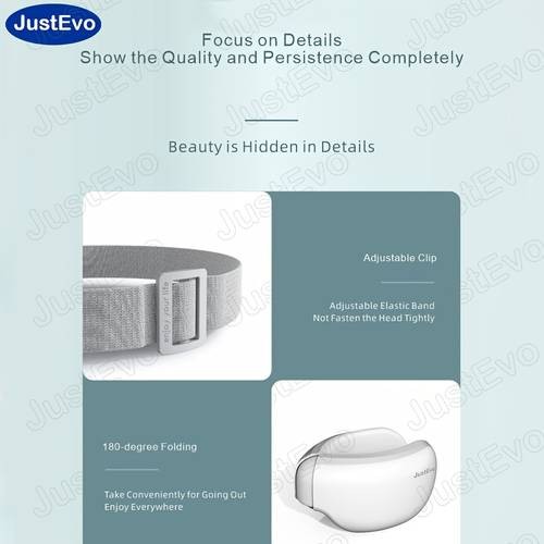 JustEvo Eye Massager  Relaxing Eye Mask with Gentle Music, Warm Therapy & Wireless Comfort