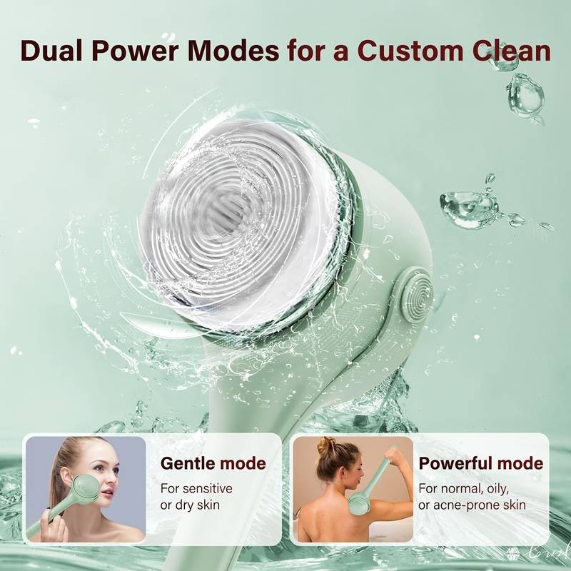SENBOWE Electric Body Brush Rechargeable Back Scrubber with 3-Speed Cleansing, Exfoliation & Massage