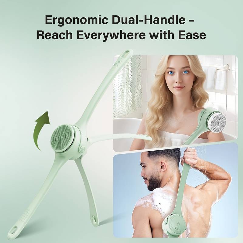 SENBOWE Electric Body Brush Rechargeable Back Scrubber with 3-Speed Cleansing, Exfoliation & Massage