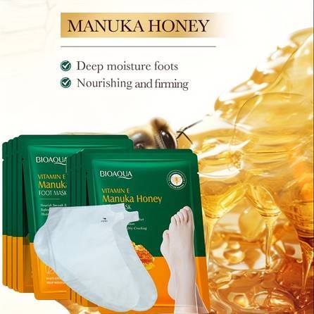 10 Pairs Vitamin E & Manuka Honey Foot Masks  Deep Moisturising & Nourishing Treatment for Dry, Cracked Feet