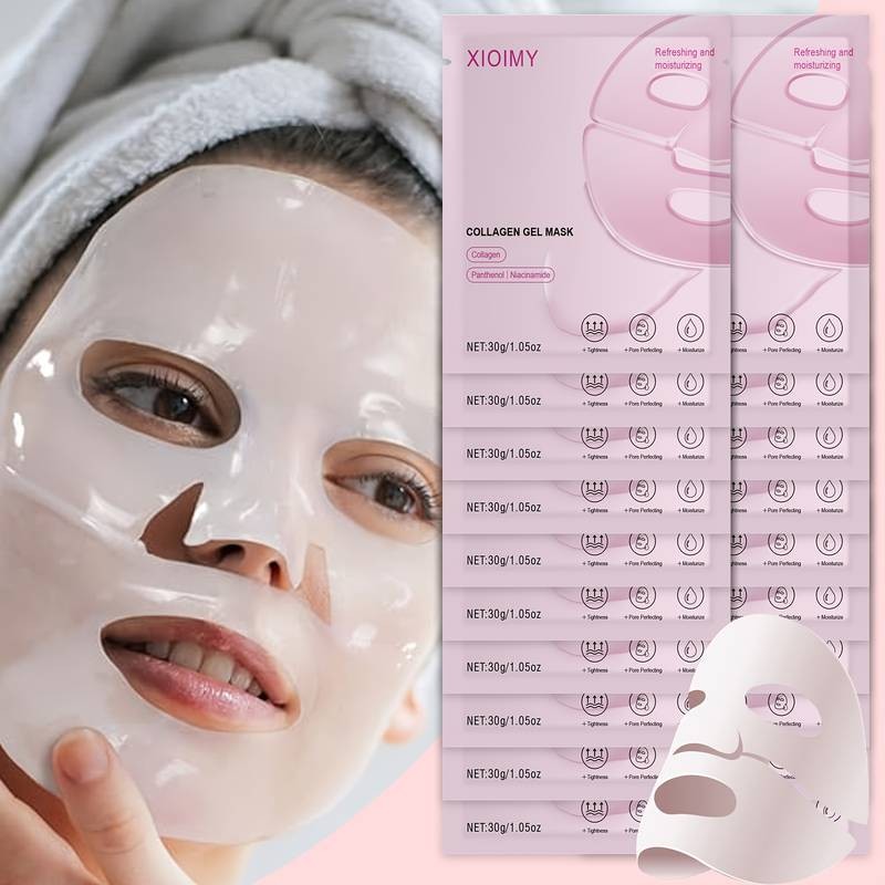 XIOIMY 20pcs Collagen & Niacinamide Moisturising Face Mask  Radiance-Boosting Sheet Masks for All Skin Types