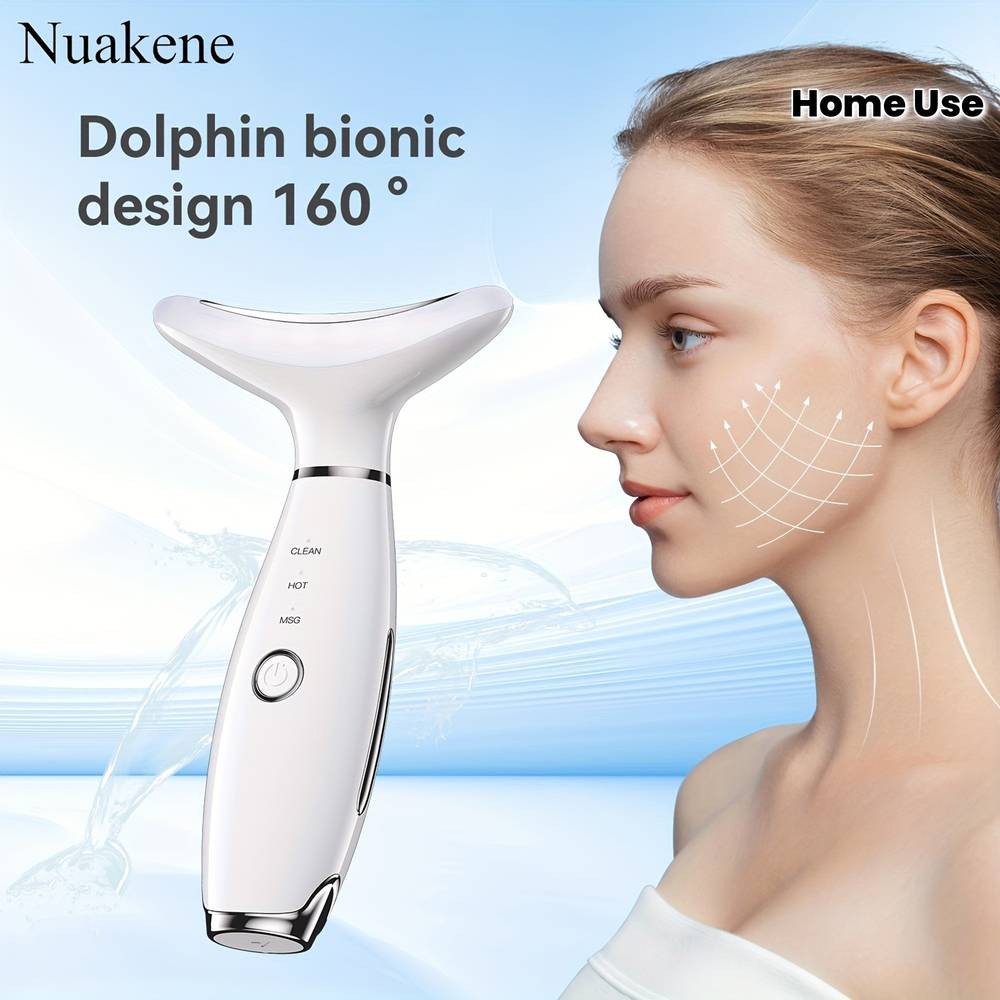 NUAKENE 7-in-1 Facial Beauty Device  Vibrating & Heating Skin Massager for Neck & Face Rejuvenation