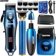 WEEME 4-Piece Mens Electric Hairdresser Set  Complete Grooming Kit for Haircuts, Shaving, Sculpting & Nose/Eyebrow Trimming