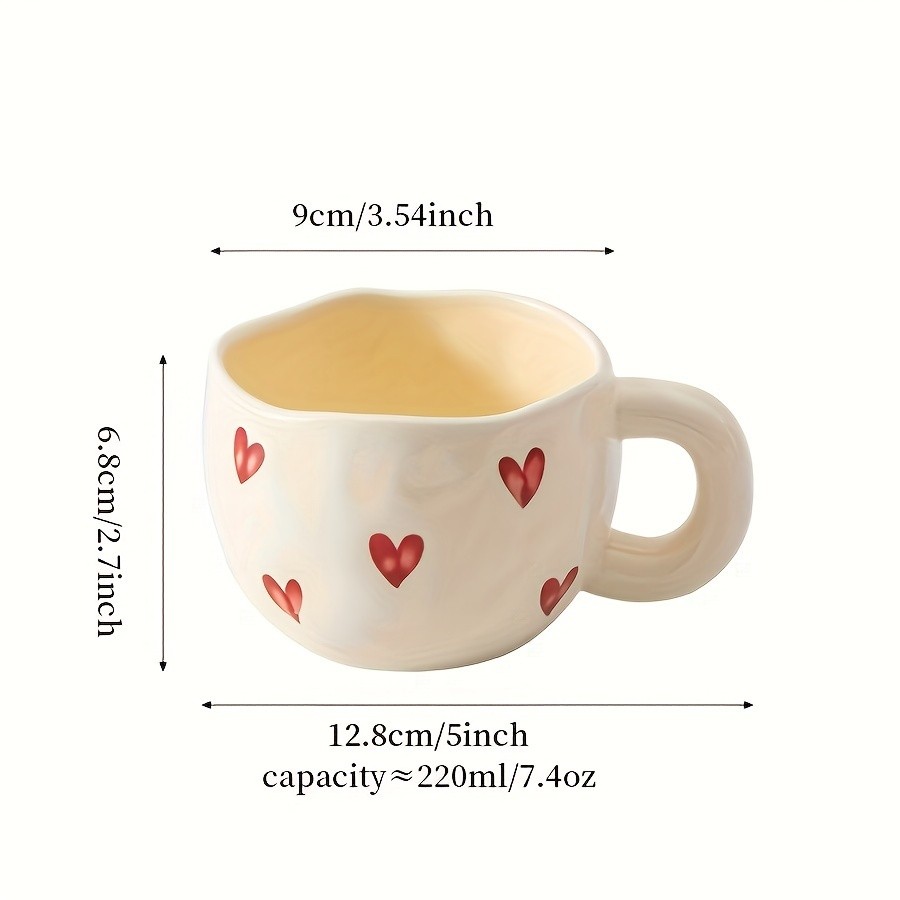 YUMIPLUS Romantic Ceramic Coffee Mug 9.5oz  Heart Pattern Love-Inspired Cup for Couples & Everyday Use