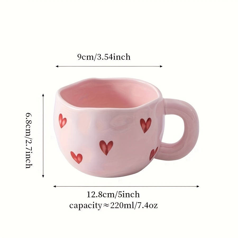 YUMIPLUS Romantic Ceramic Coffee Mug 9.5oz  Heart Pattern Love-Inspired Cup for Couples & Everyday Use