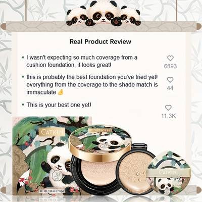 CATKIN Panda Land Foundation  Full-Coverage Cushion Glow for All-Day Wear (Christmas Gift)  Perfect for: Everyday