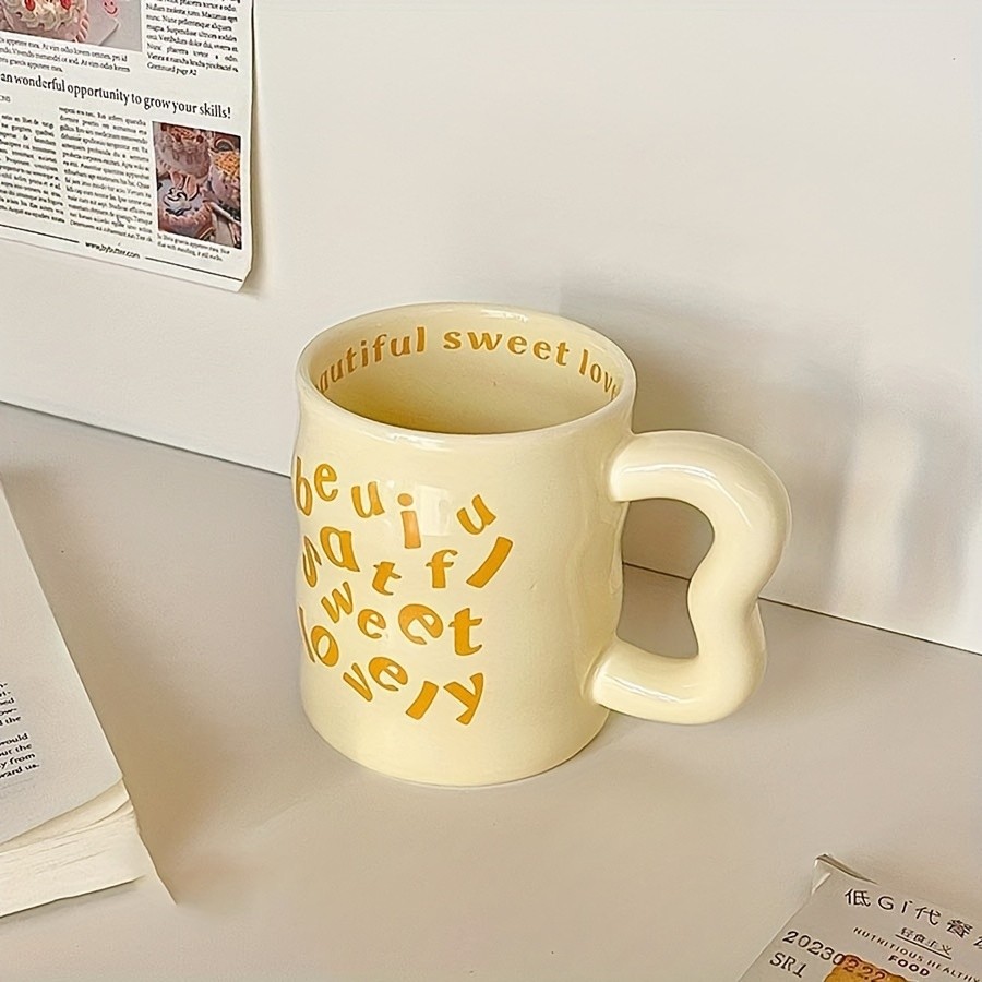 YUMIPLUS Cute Cartoon Ceramic Mug  Be Sweet Pink Reusable Coffee Cup for Students, Couples & Gifts