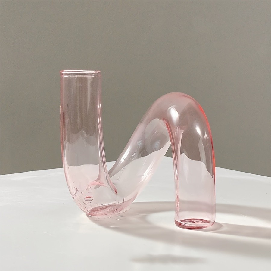 YUMIPLUS Modern Creative Irregular Shaped Glass Vase  Transparent Nordic Pedestal Centerpiece for Dining & Living Room Dcor