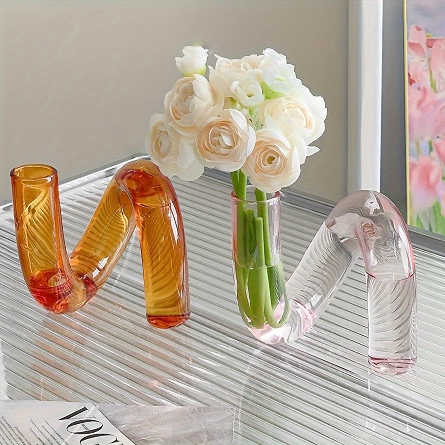 YUMIPLUS Modern Creative Irregular Shaped Glass Vase  Transparent Nordic Pedestal Centerpiece for Dining & Living Room Dcor