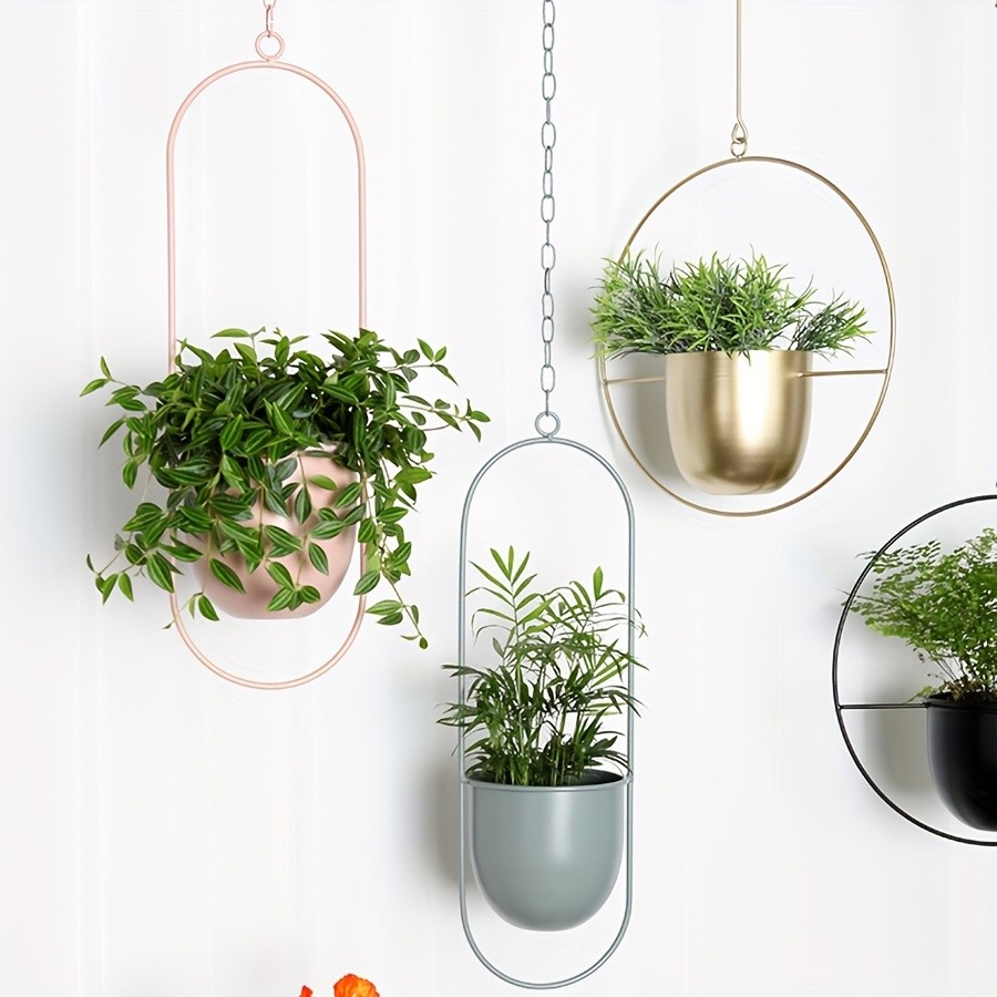YUMIPLUS Modern Iron Hanging Decorative Vases  Minimalist Creative Balcony Planters Set