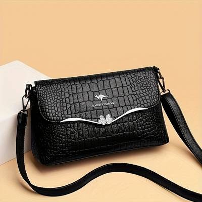 Small Square Crossbody Shoulder Bag  Solid Color PU Mini Messenger Purse with Zipper Closure