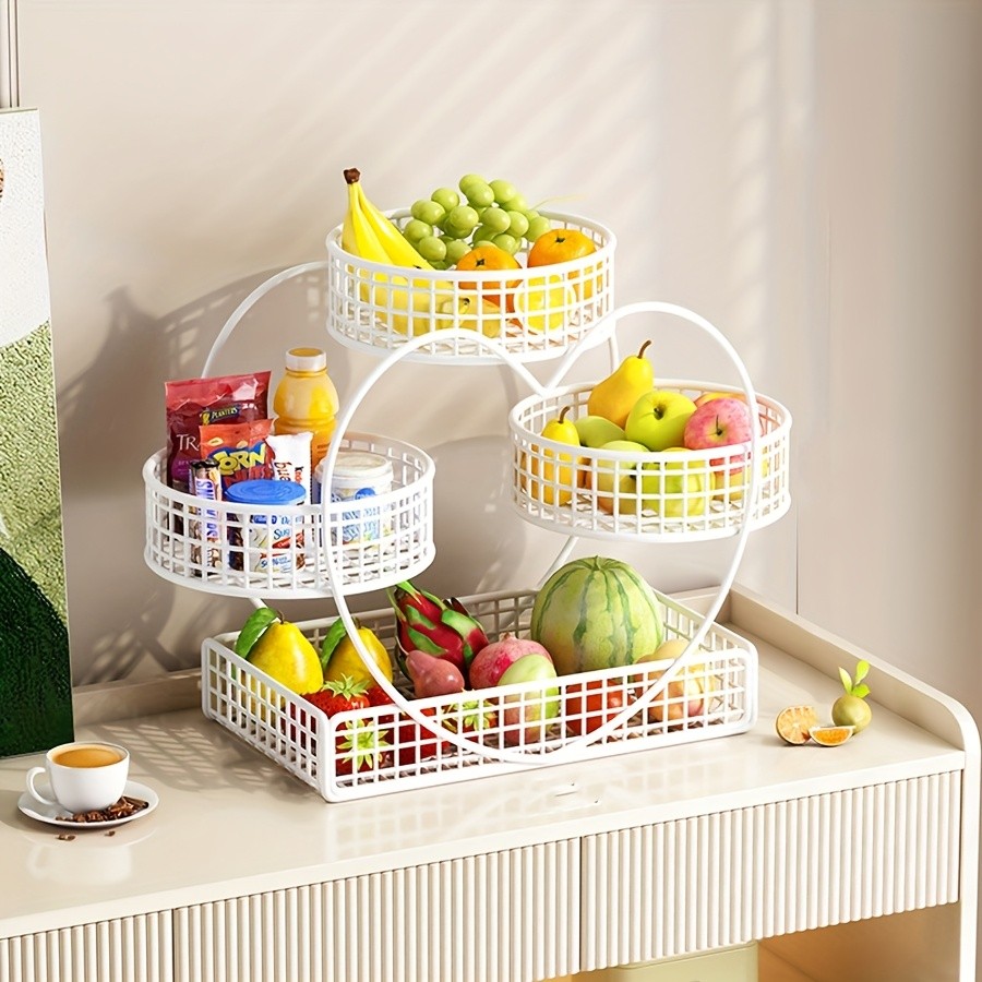 YUMIPLUS Heart-Shaped 3-Tier Fruit Basket  Elegant Countertop Display for Snacks, Fruits & Events