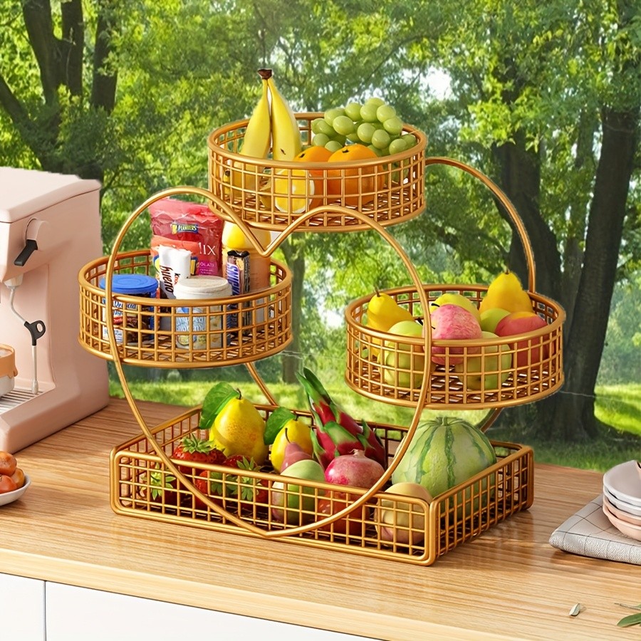 YUMIPLUS Heart-Shaped 3-Tier Fruit Basket  Elegant Countertop Display for Snacks, Fruits & Events