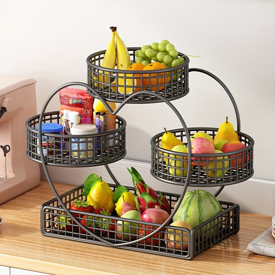 YUMIPLUS Heart-Shaped 3-Tier Fruit Basket  Elegant Countertop Display for Snacks, Fruits & Events