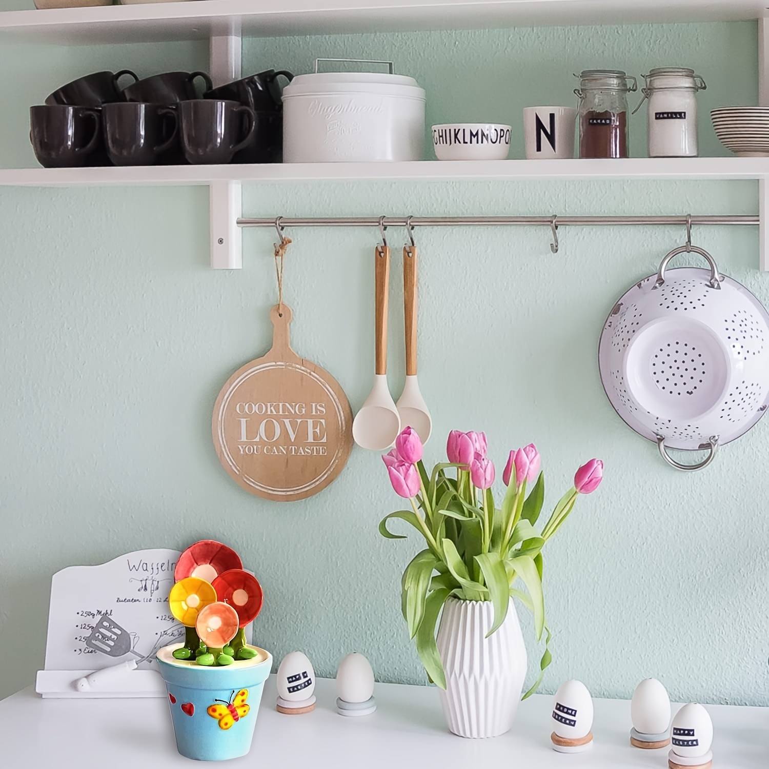 YUMIPLUS Flower Ceramic Measuring Spoons Set  Cute Porcelain Spoons with Pot Base Holder