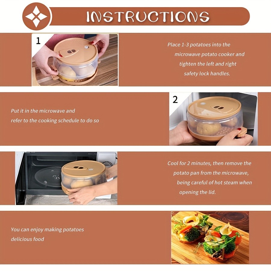 YUMIPLUS Microwave Potato & Bacon Baking Box  Compact Home Baking Helper Tool